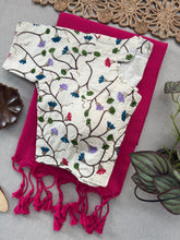 Handcrafted Pink Khadi Cotton Saree with Stitched Blouse